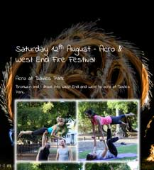 Bronwen & I go to acro, Break the Boundary: Save the Fig, & West End Fire Festival.