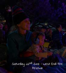 Bronwen, Chloe & I watch West End Fire Festival.